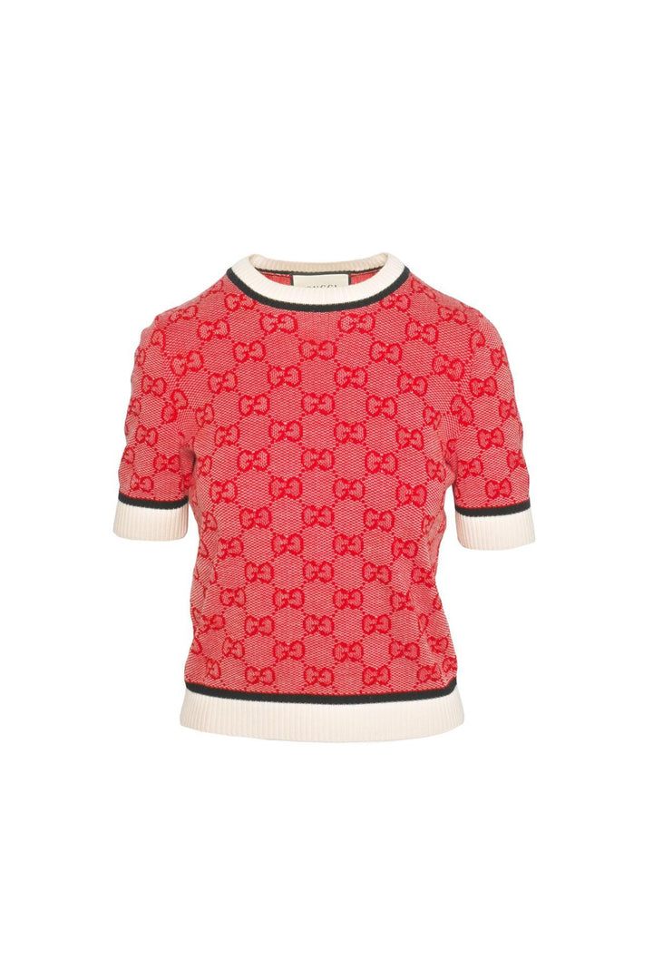 Gucci Size S GG Wool Jacquard Knit T-Shirt