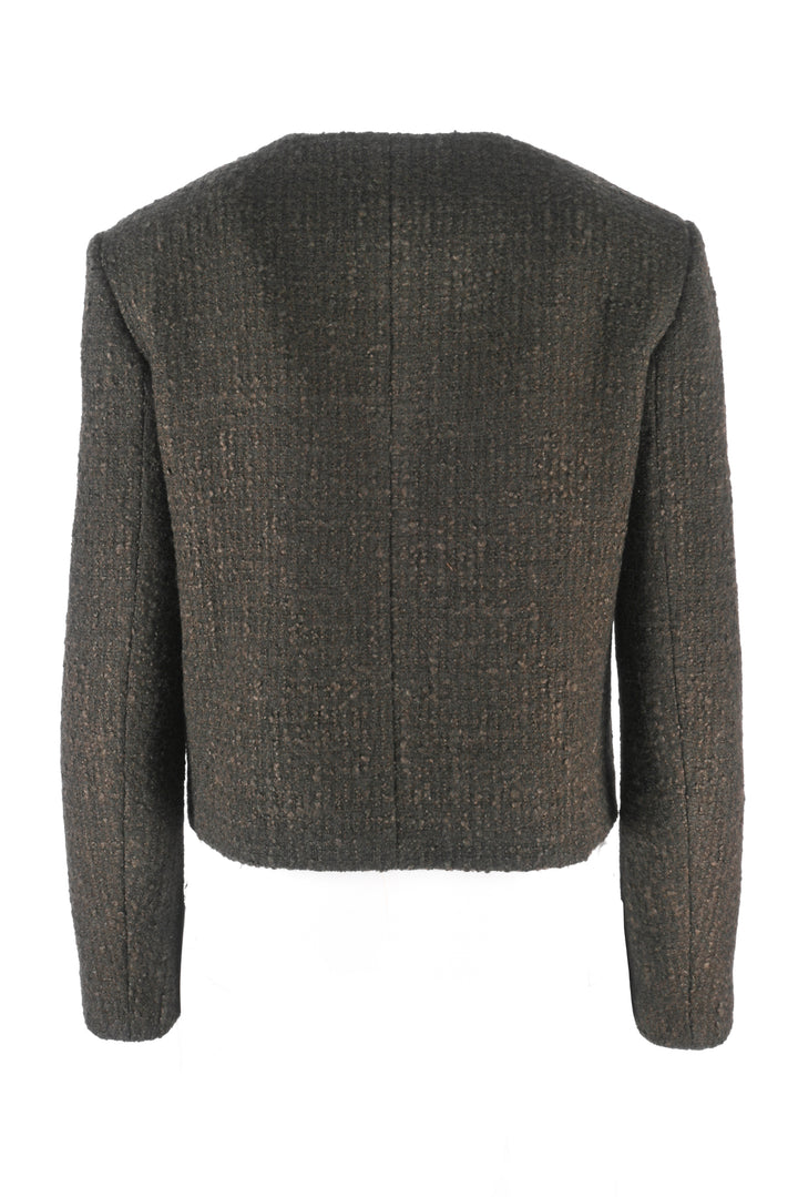 Celine Size 4 Boucle Tweed Chasseur Double Breasted Jacket