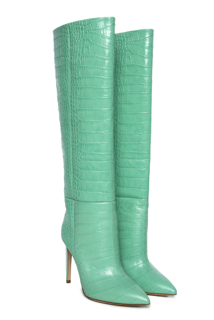 Paris Texas Embossed Croc Stiletto Knee High Boots