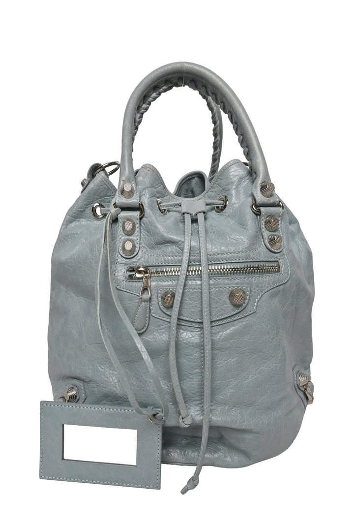 Balenciaga 2014 Giant Moto Pompom Bucket Bag
