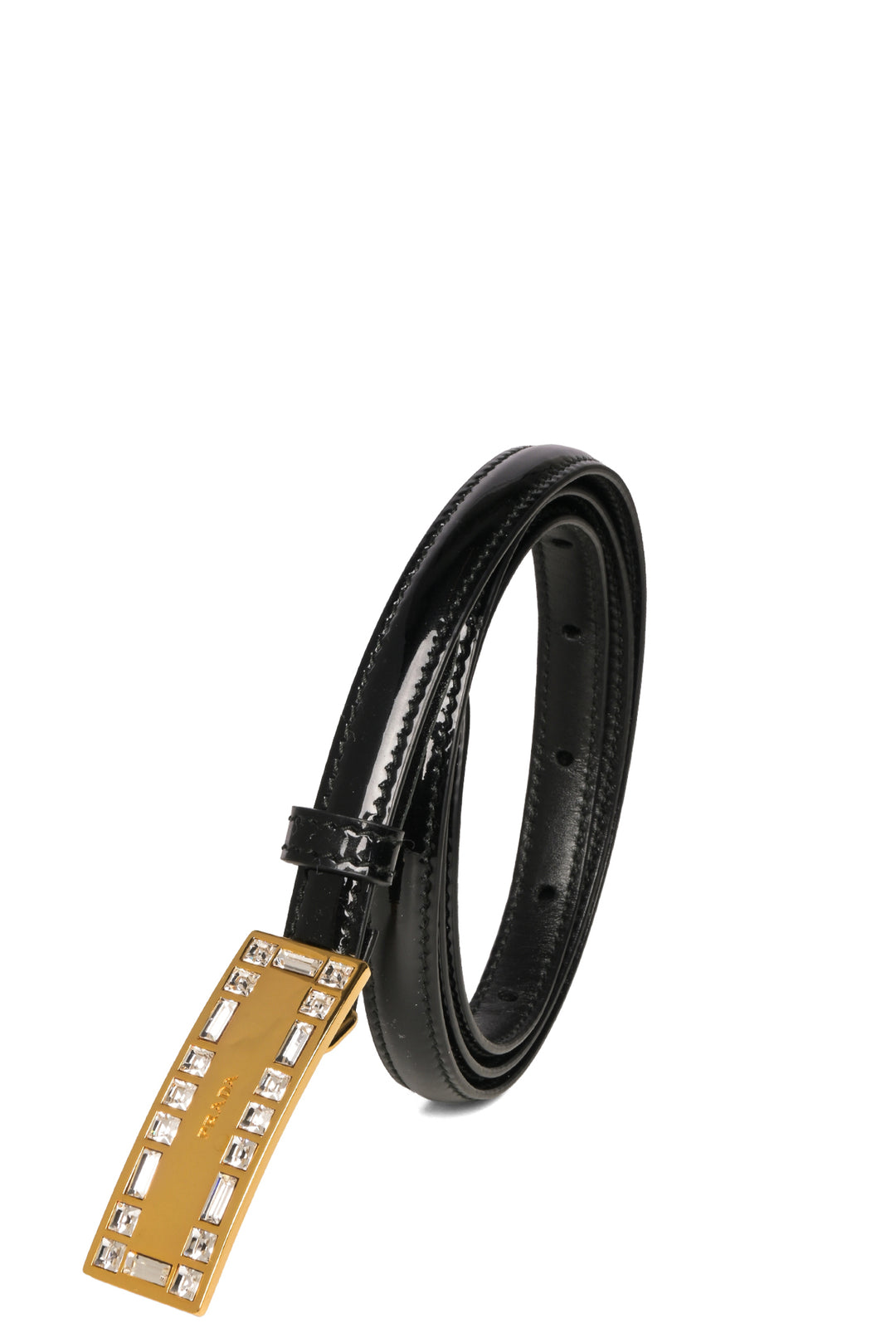 Prada Size 34 Skinny Patent Belt