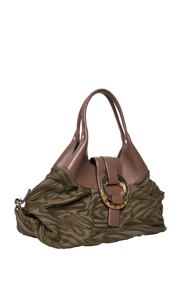 Bvlgari Beaded Leather & canvas Chandra Hobo Bag