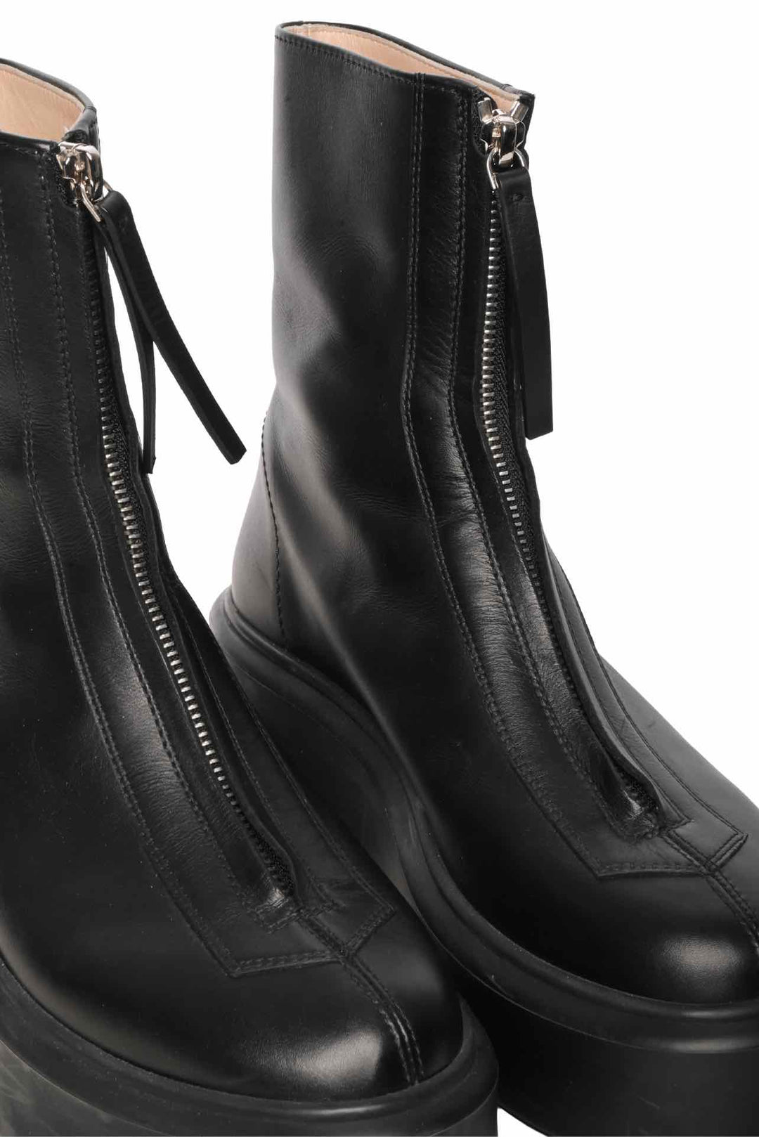 The Row Size 35 Leather Zipped Ankle Boots