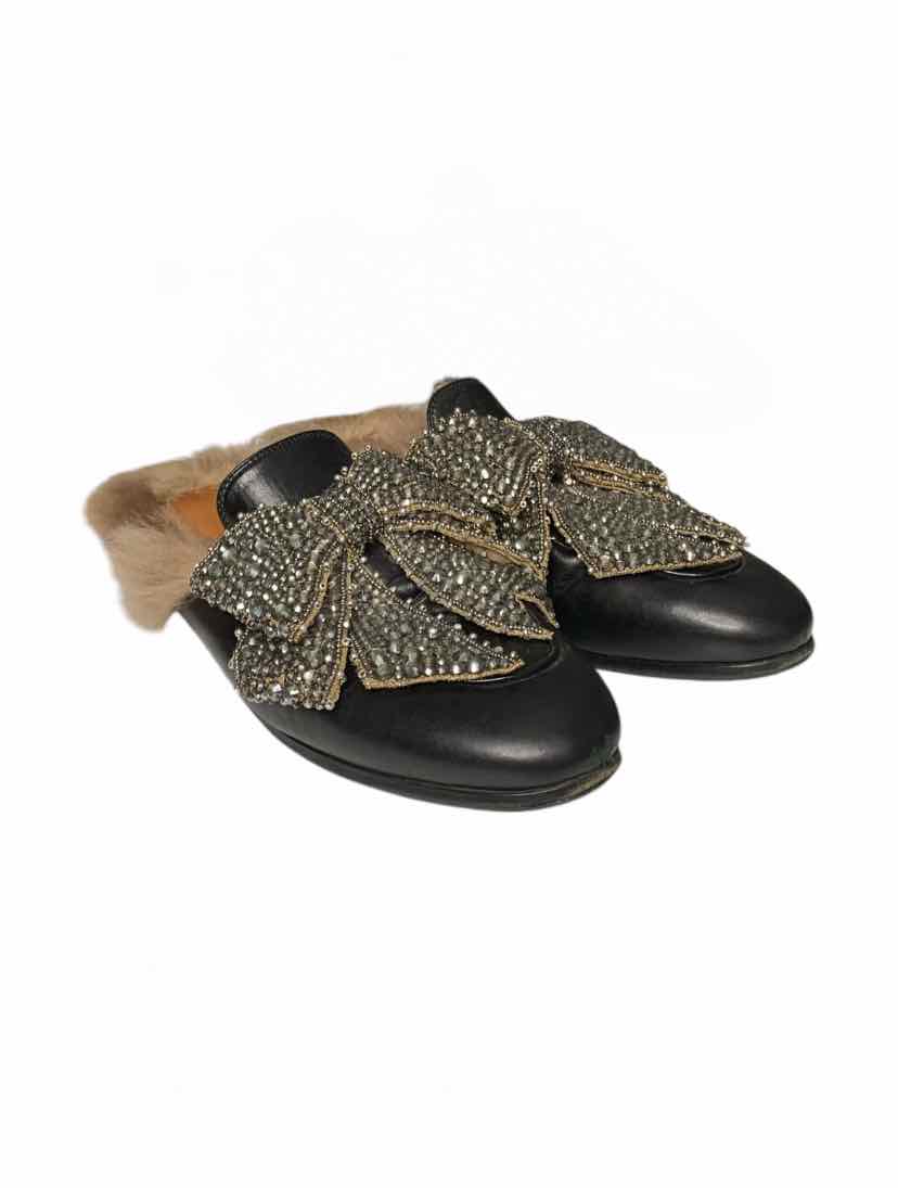 Gucci Size 40 Crystal Embellished Princetown Slippers