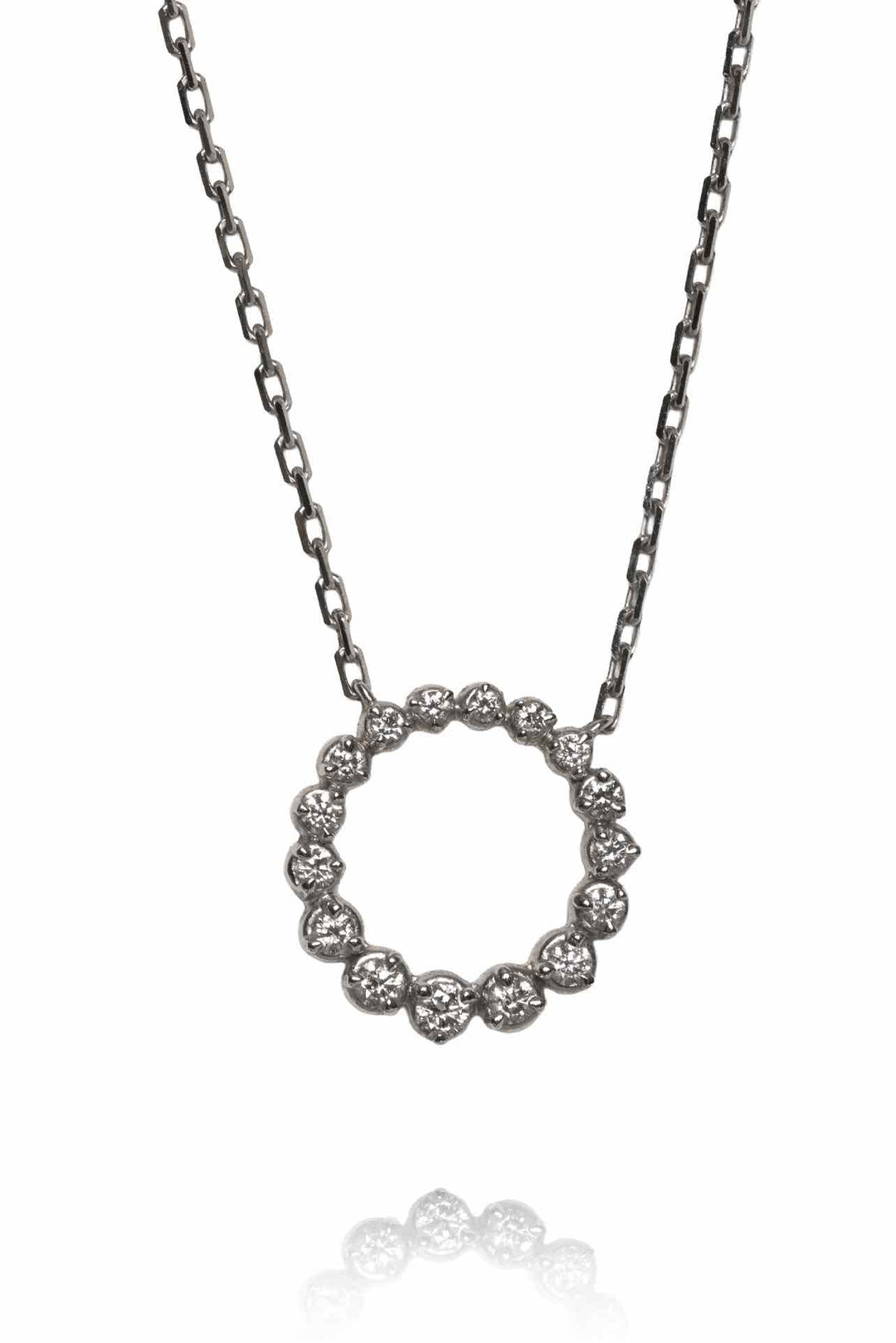 Bony Levy 18K White Gold Natural Diamond Liora Circle Pendant Necklace