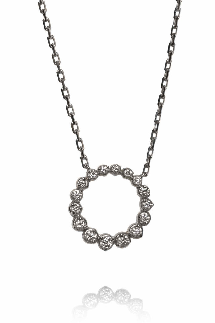 Bony Levy 18K White Gold Natural Diamond Liora Circle Pendant Necklace