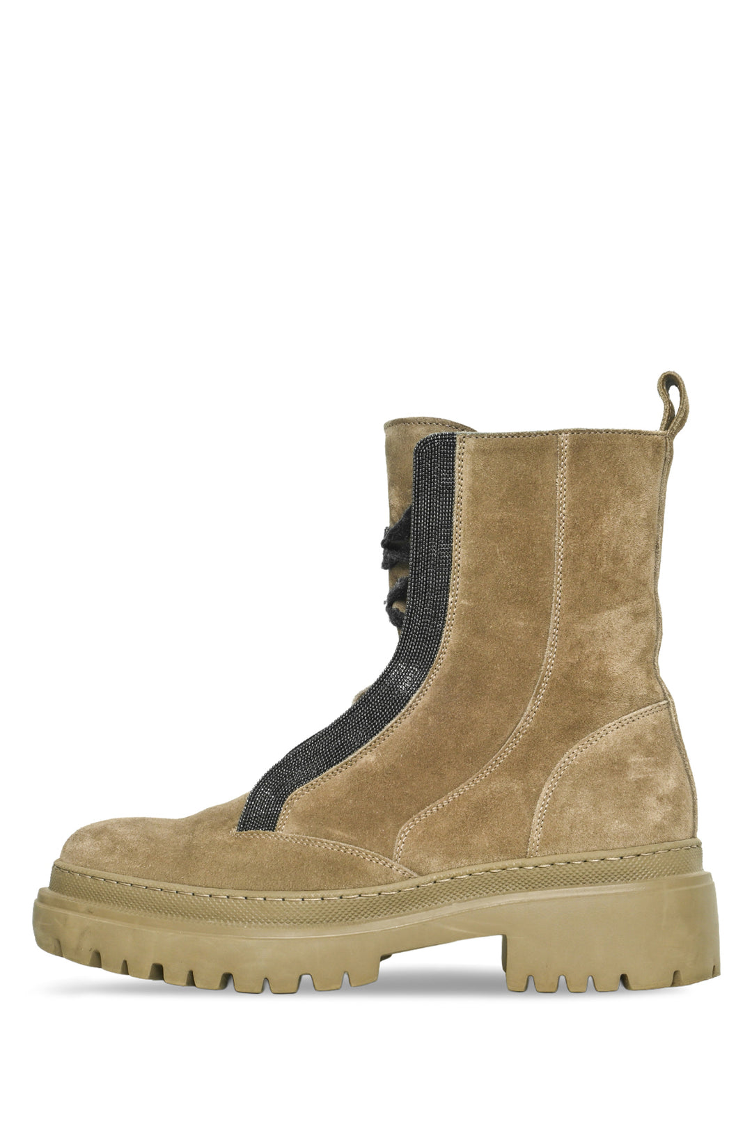 Brunello Cucinelli Size 39 Monili Trim Suede Lace Up Boots