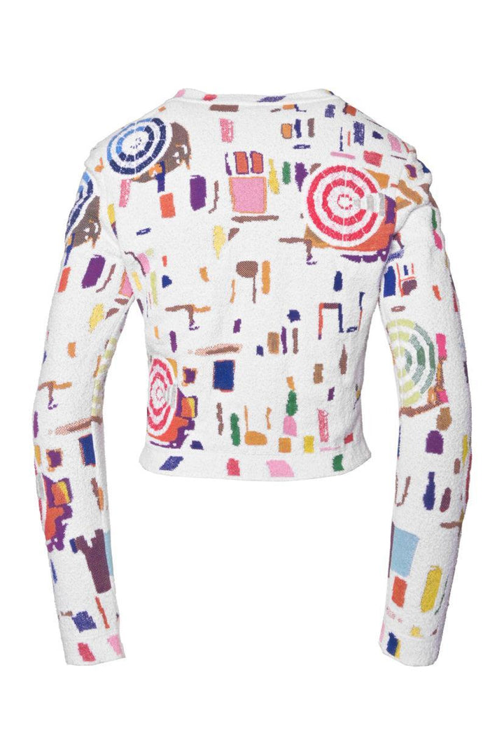 Chanel Patterned Logo Button Size 34 Cardigan