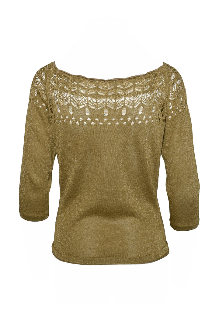 Etro Size M Metallic Knit 3/4 Sleeve Tops