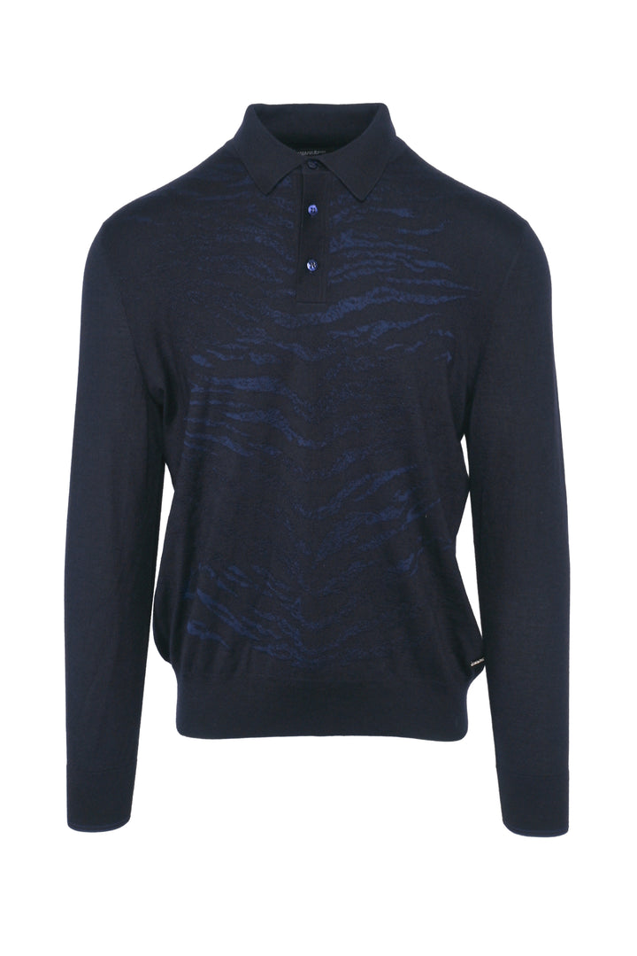 Stefano Ricci Size L Men's Cashmere & Silk Printed Knit Polo Sweater