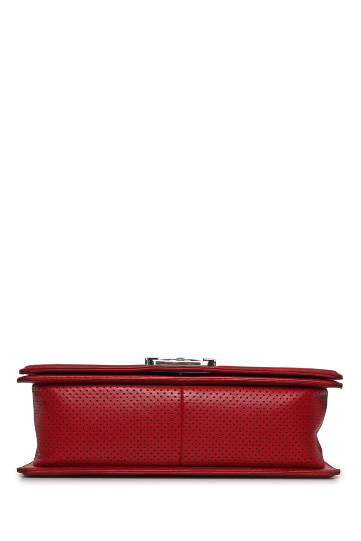 Chanel 2014 Perforated Leather Medium Boy Shoulder Bag