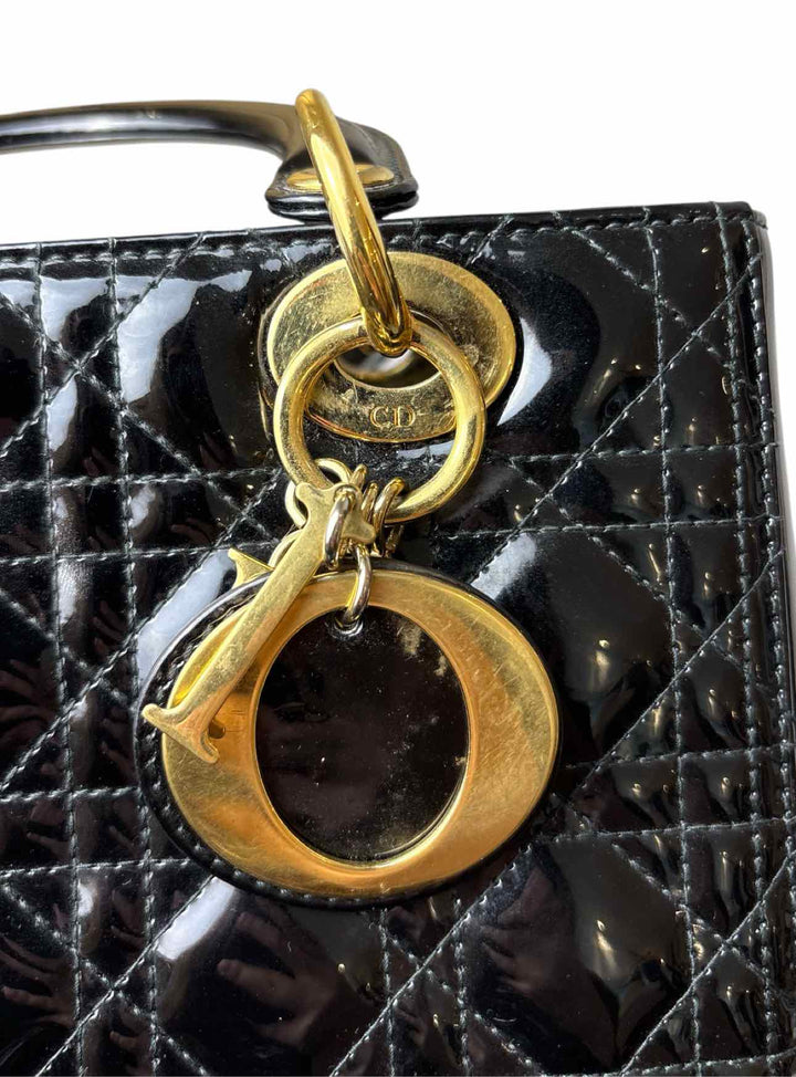 Dior Patent Leather Medium Lady Dior Purse