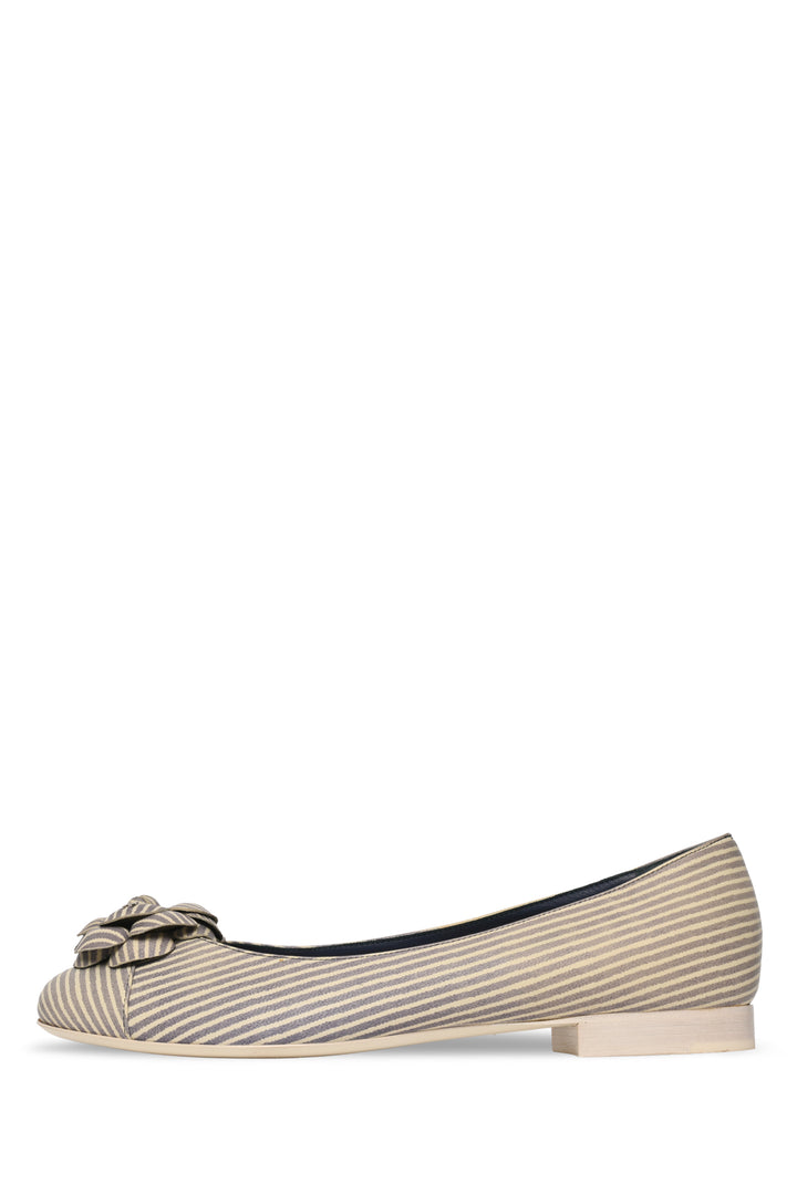 Chanel Size 38.5 Striped Camellia Ballet Flats
