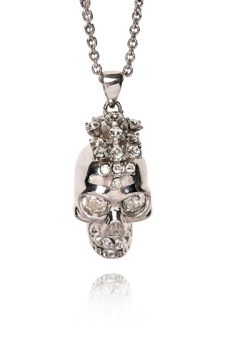 Alexander Mcqueen Crystal Skull Pendant Necklace