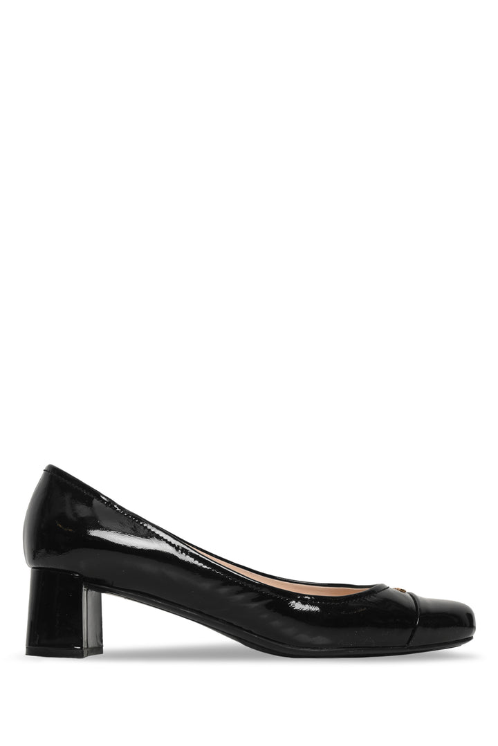Prada Size 38.5 Patent Leather Block Heel Pumps