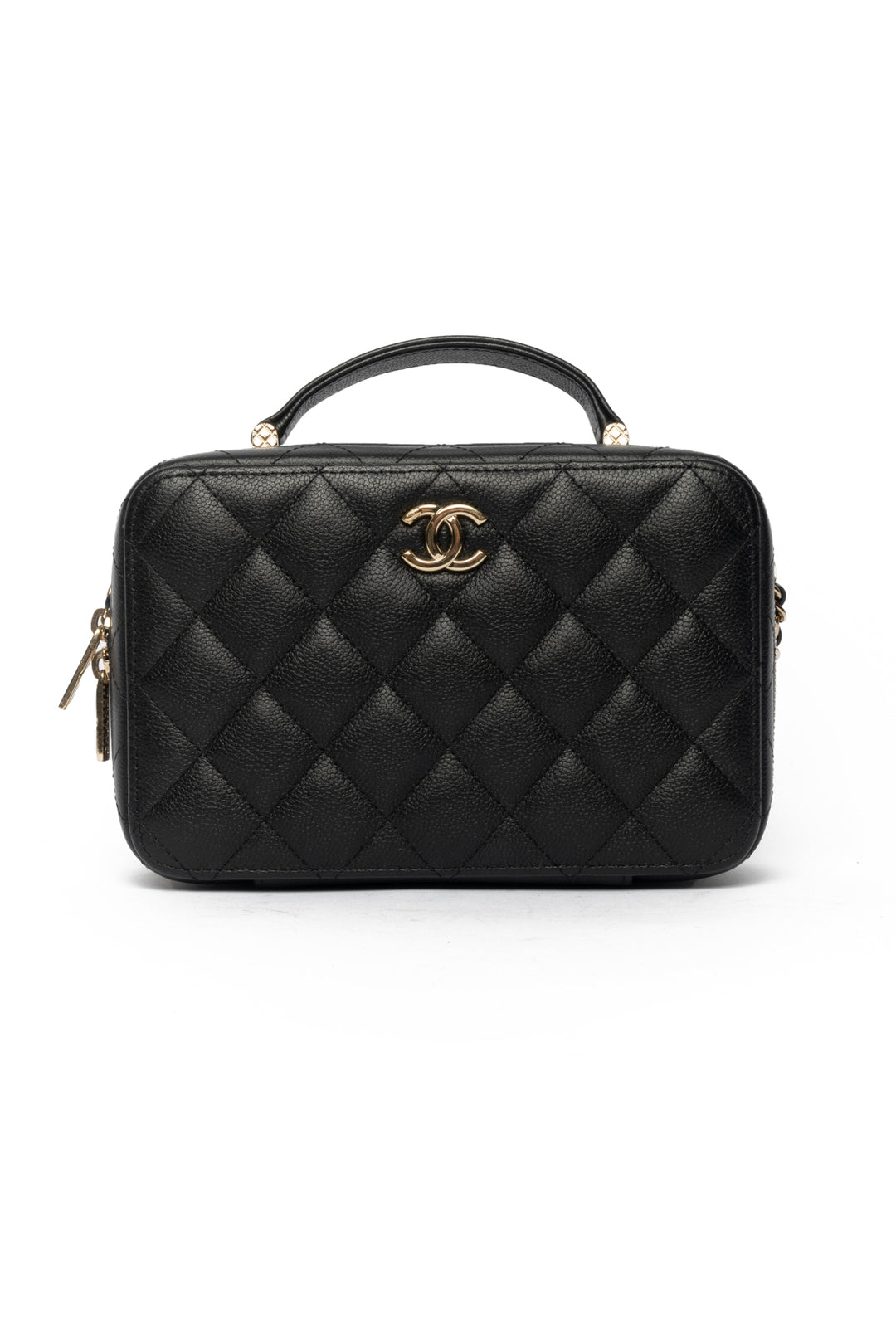 Chanel Small Caviar Quilted Leather CC Top Handle Vanity Case Crossbody