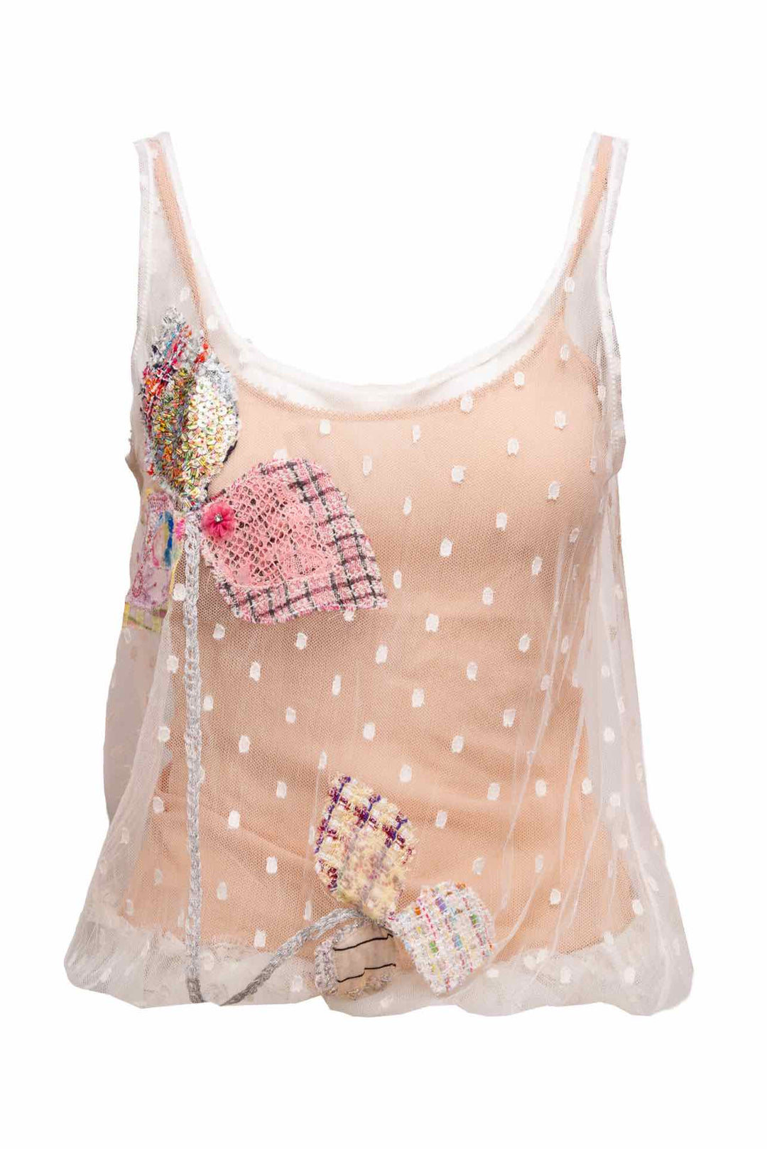 Chanel Size 38 2006 Sheer Embellished Tank Top