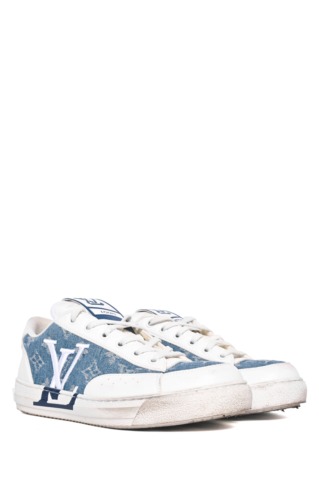 Louis Vuitton Size 38 Calfskin Monogram Denim Charlie Sneaker