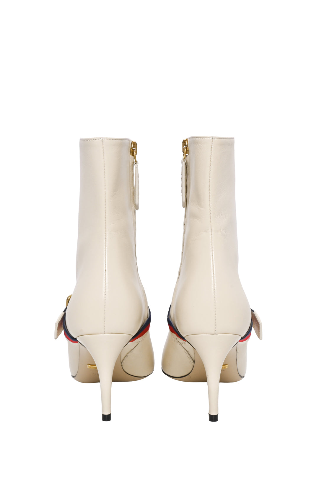 Gucci Size 36.5 Sylvie Web Trim Accent Leather Ankle Boots