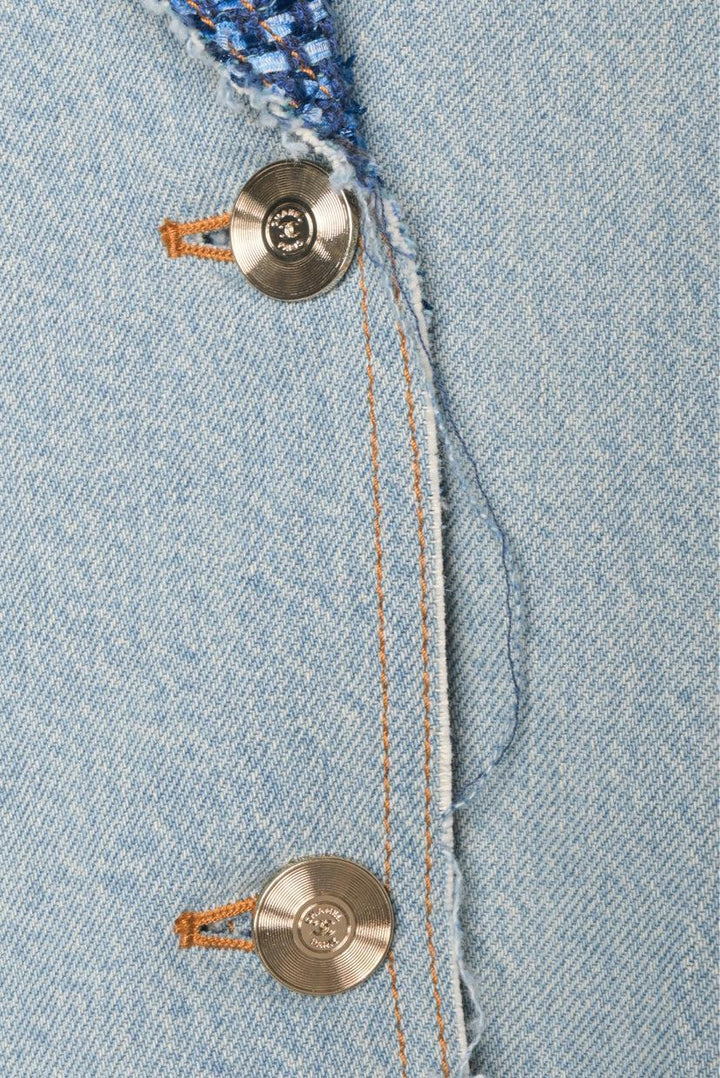 Chanel Size 36 Tweed & Denim Raw Edge Blazer Jacket
