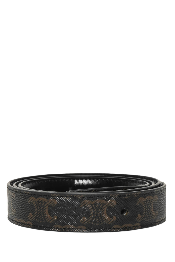 Celine Reversible Taurillon Leather & Triomphe Canvas 25mm Belt Strap