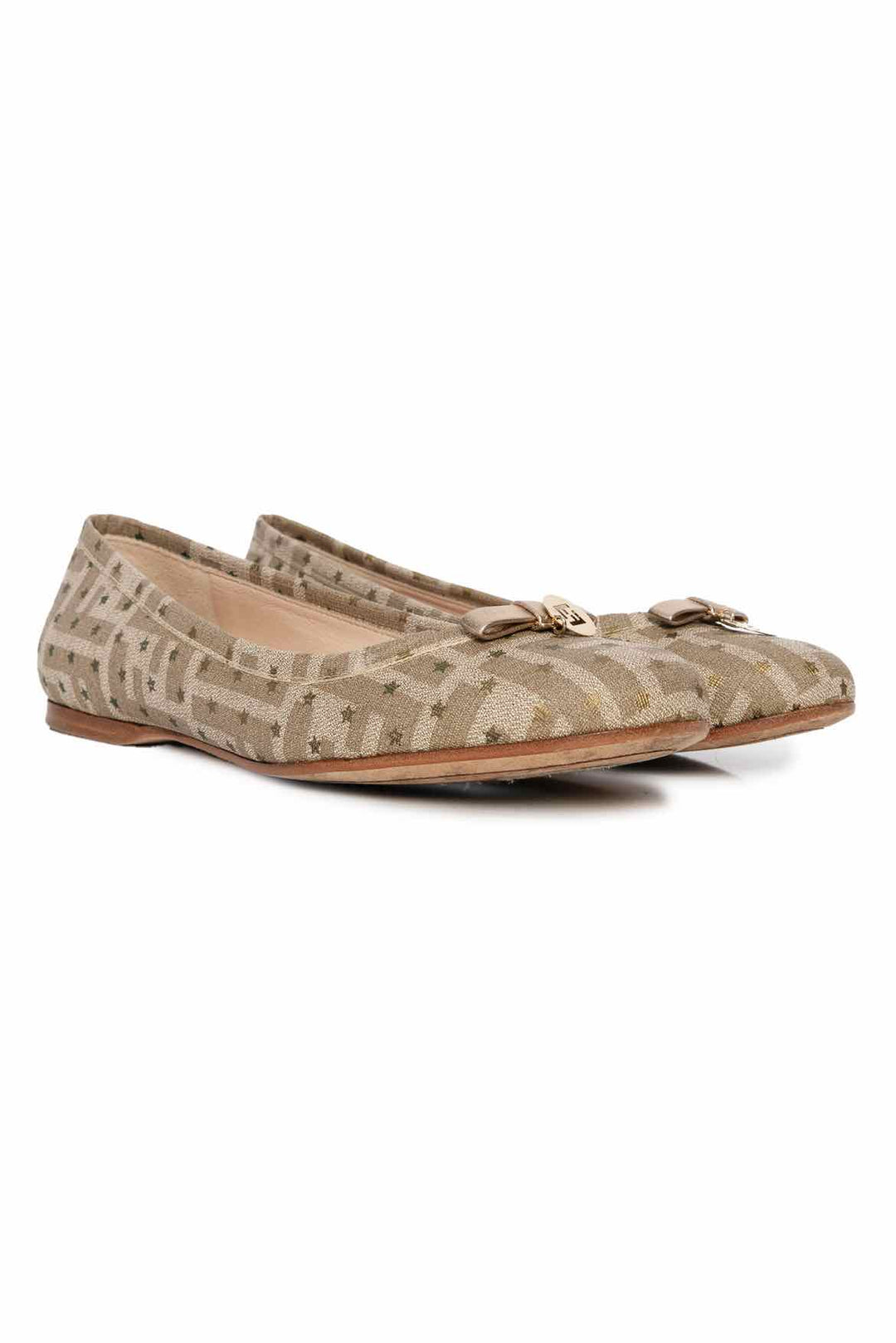 Fendi Size 37 Zucca Star FF Logo Ballet Flats