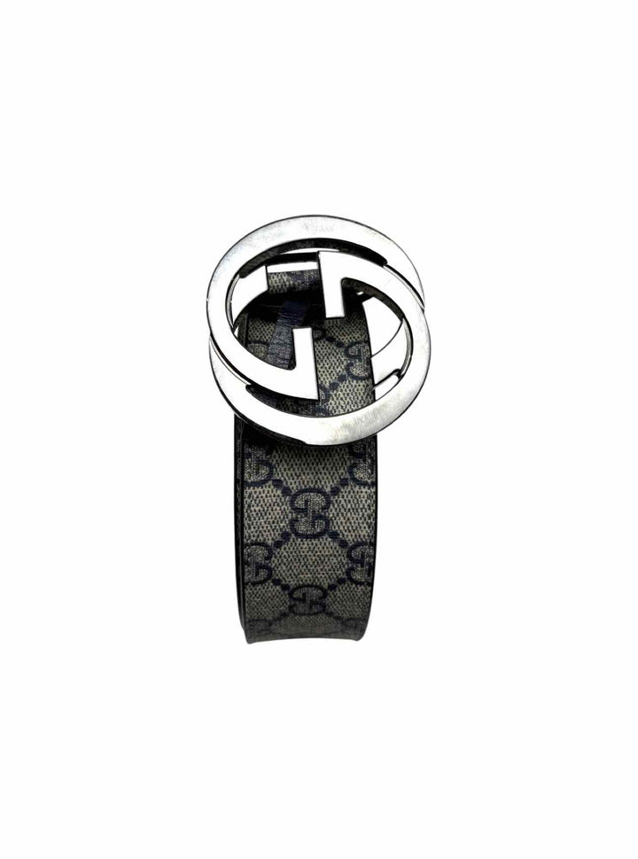 Gucci Size 32 Monogram Coated Canvas  Leather Belt