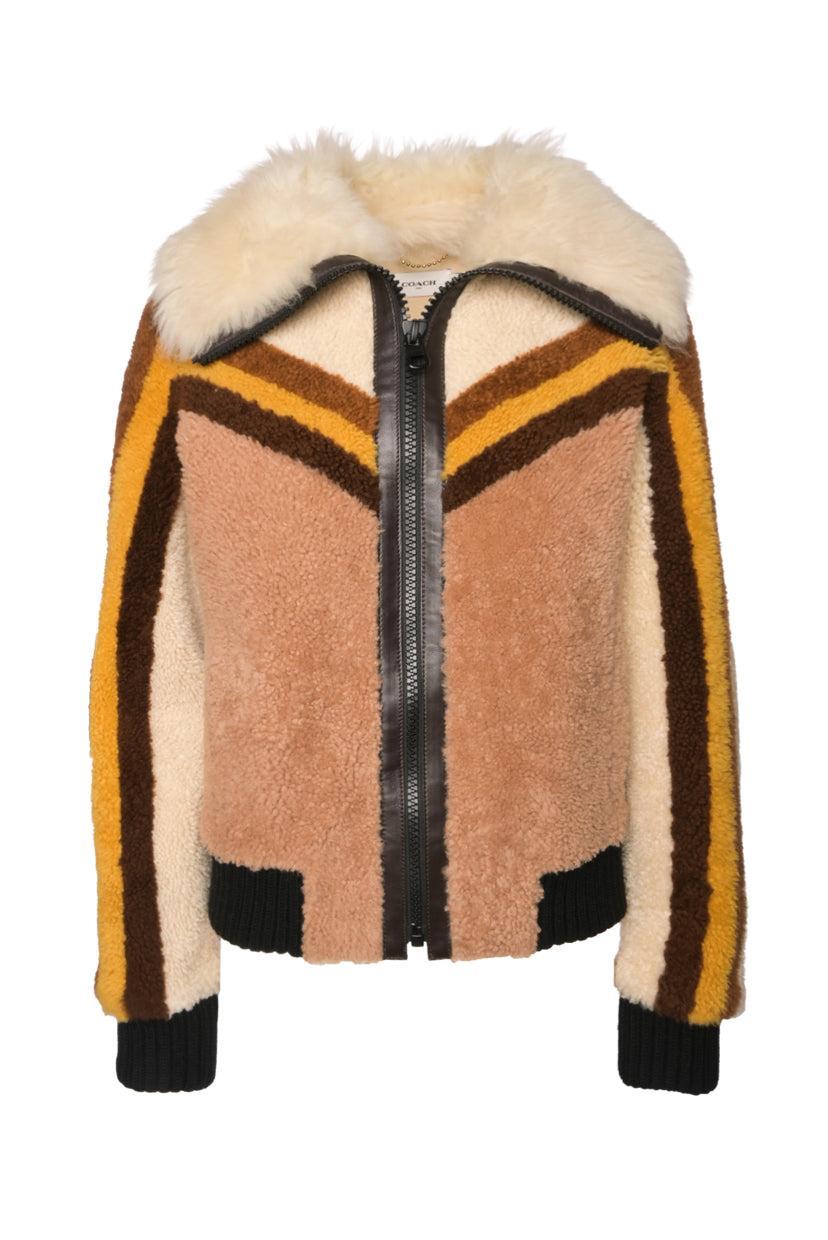 Coach Size 8 Shearling Striped Jacket