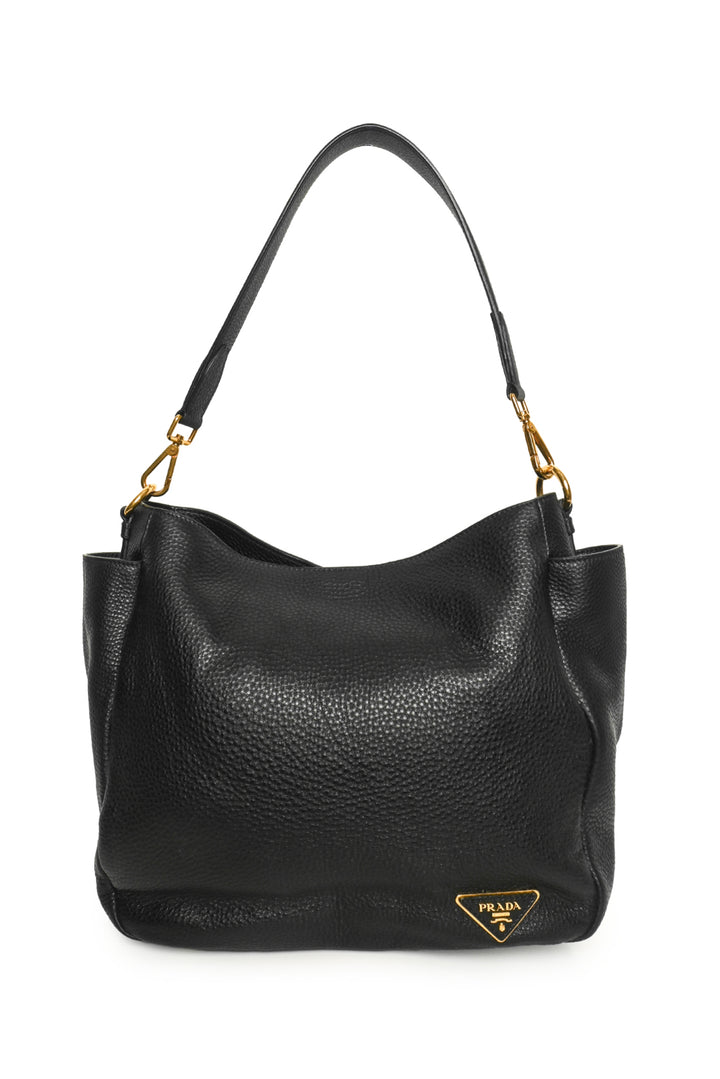 Prada Vitello Daino Leather Side Pocket Hobo