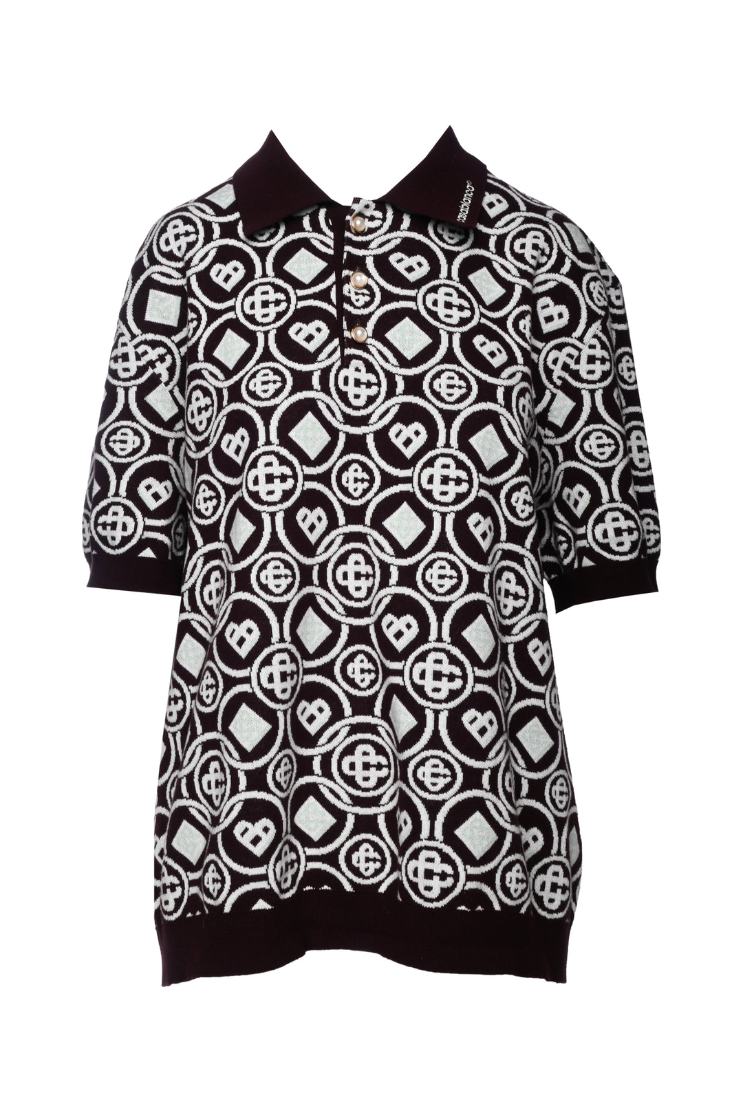 Casablanca Size XXXL Men's Monogram Cotton Knit Polo Shirt
