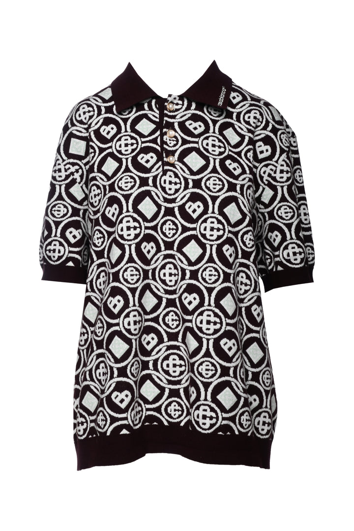 Casablanca Size XXXL Men's Monogram Cotton Knit Polo Shirt