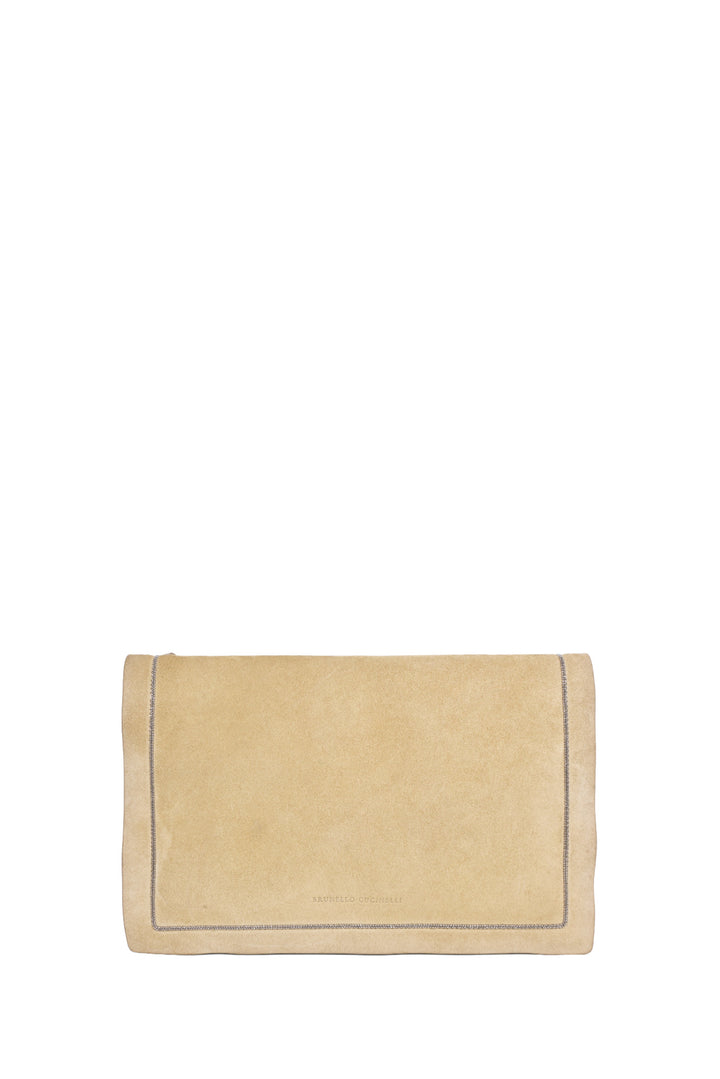 Brunello Cucinelli Monili Trim Suede Messenger Bag