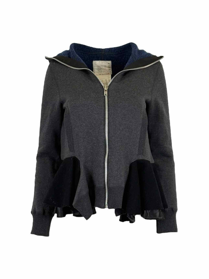 Sacai Size 2 Hooded Zip-Up Sweatshirt