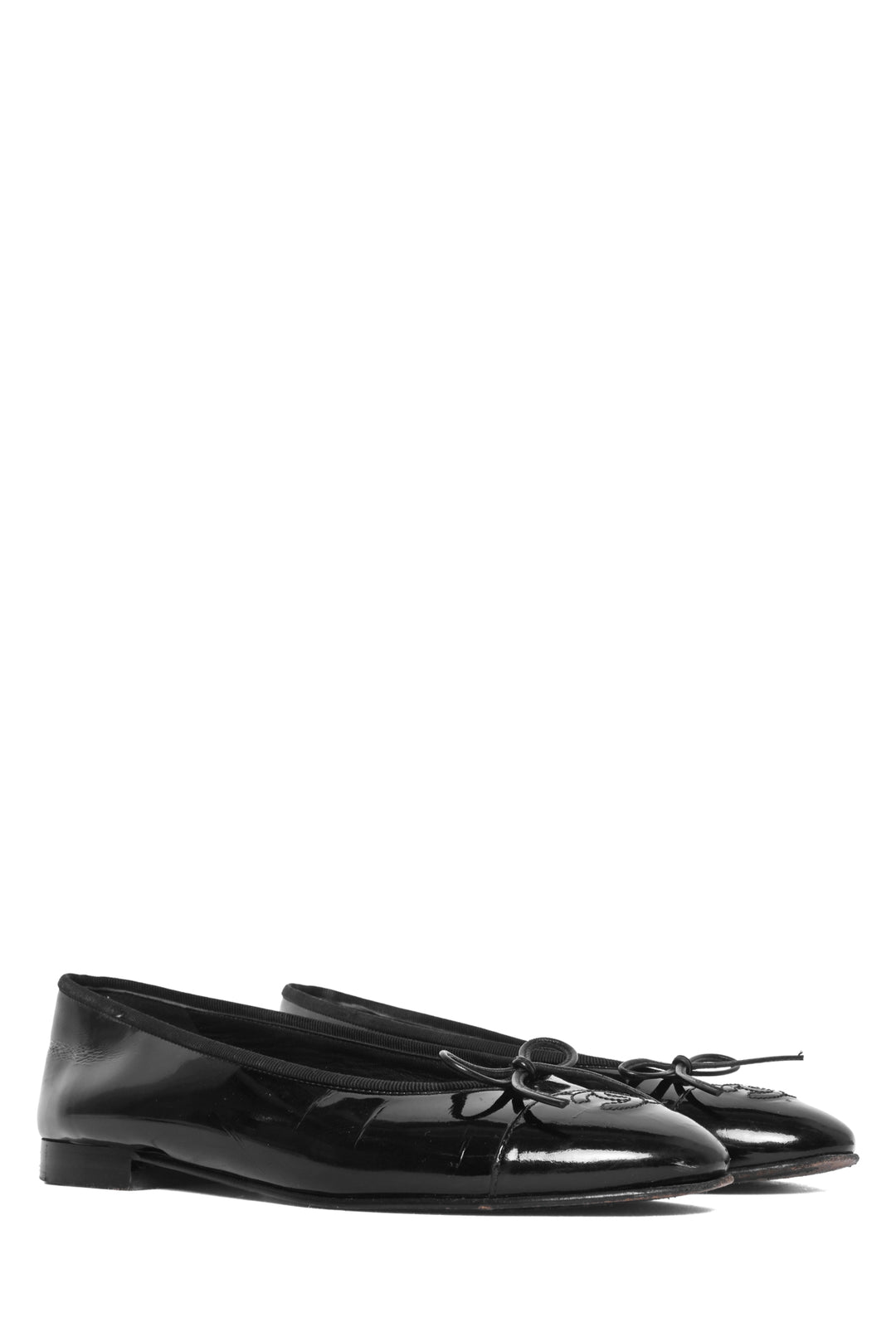 Chanel Size 39.5 Interlocking CC Patent Leather Ballet Flats