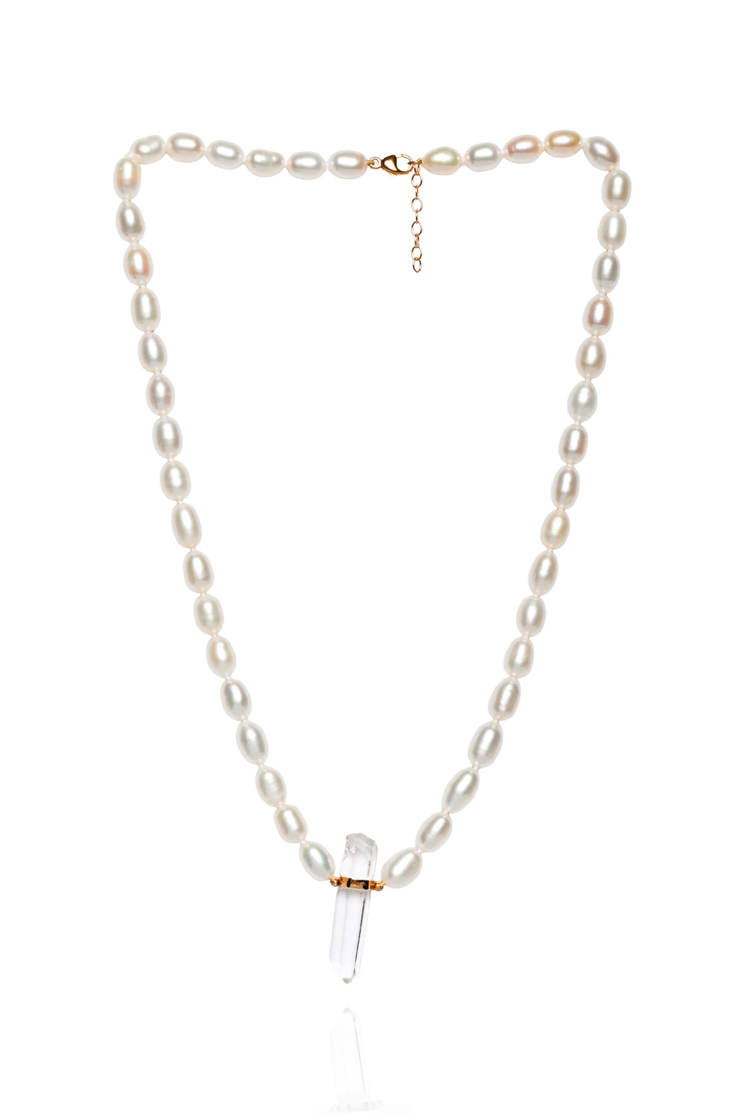 Jia Jia Ocean Vertical Pearl Crystal Quartz Charm Necklace