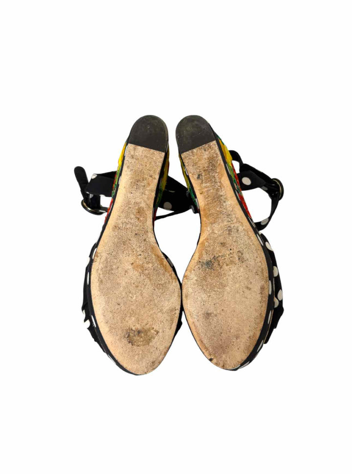 Dolce & Gabbana Size 38.5  Embroidered Cork Wedges