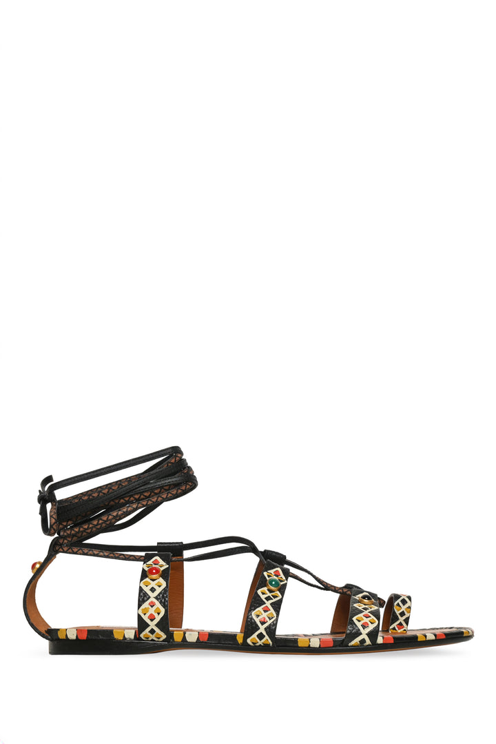 Valentino Size 37 Primitive Print Lace Up Sandals