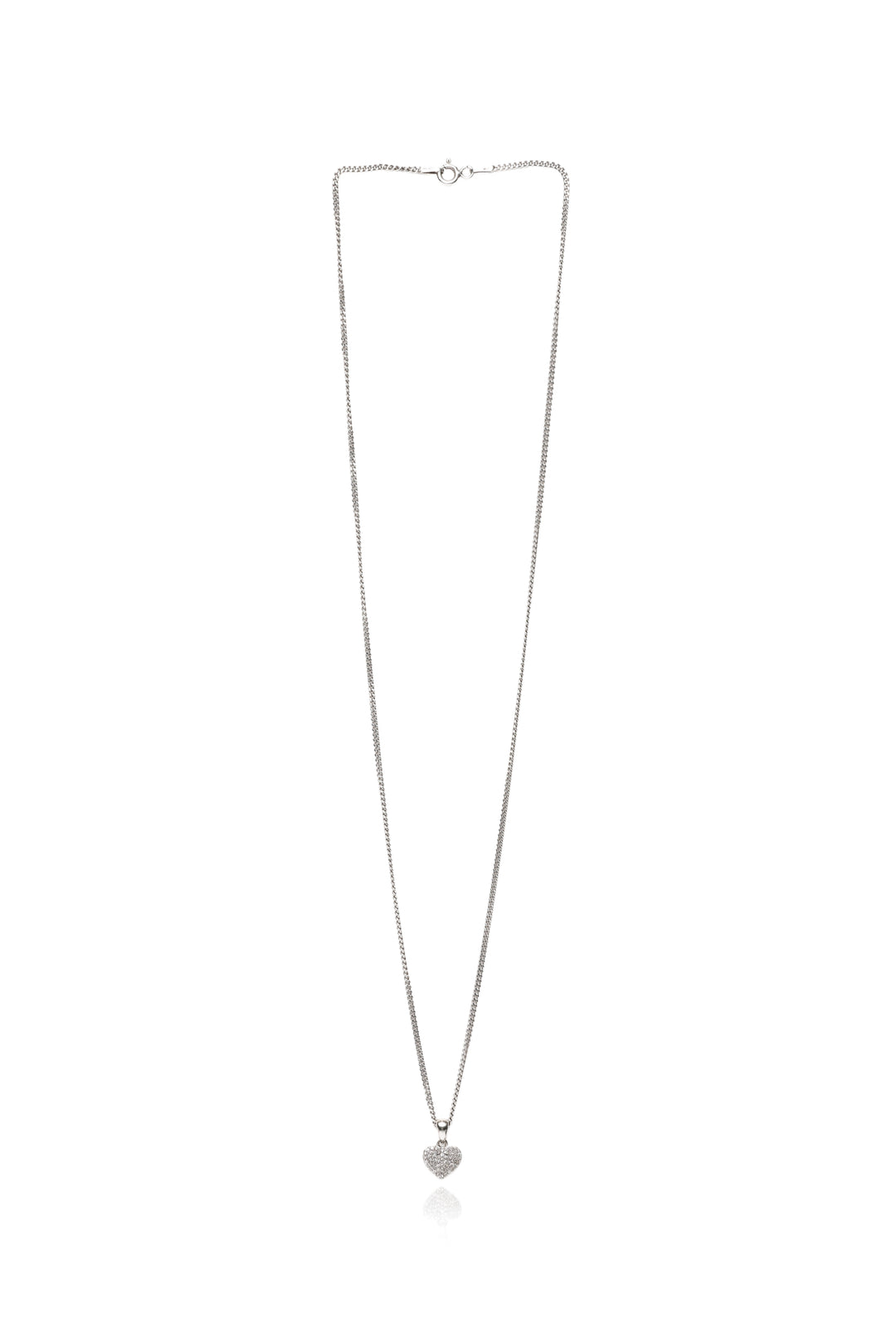 Peoples 10K White Gold Diamond Heart Pendant & Sterling Silver Chain Necklace