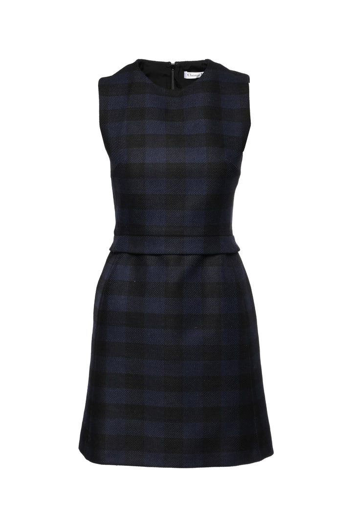 Christian Dior Size 6 Plaid Wool Blend Sleeveless Dress