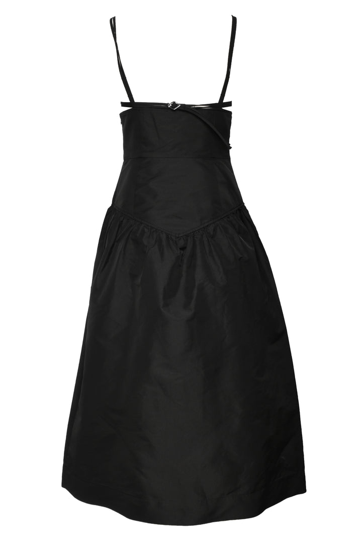 Ganni Size 38 Taffeta Strappy Drop Waist Midi Dress