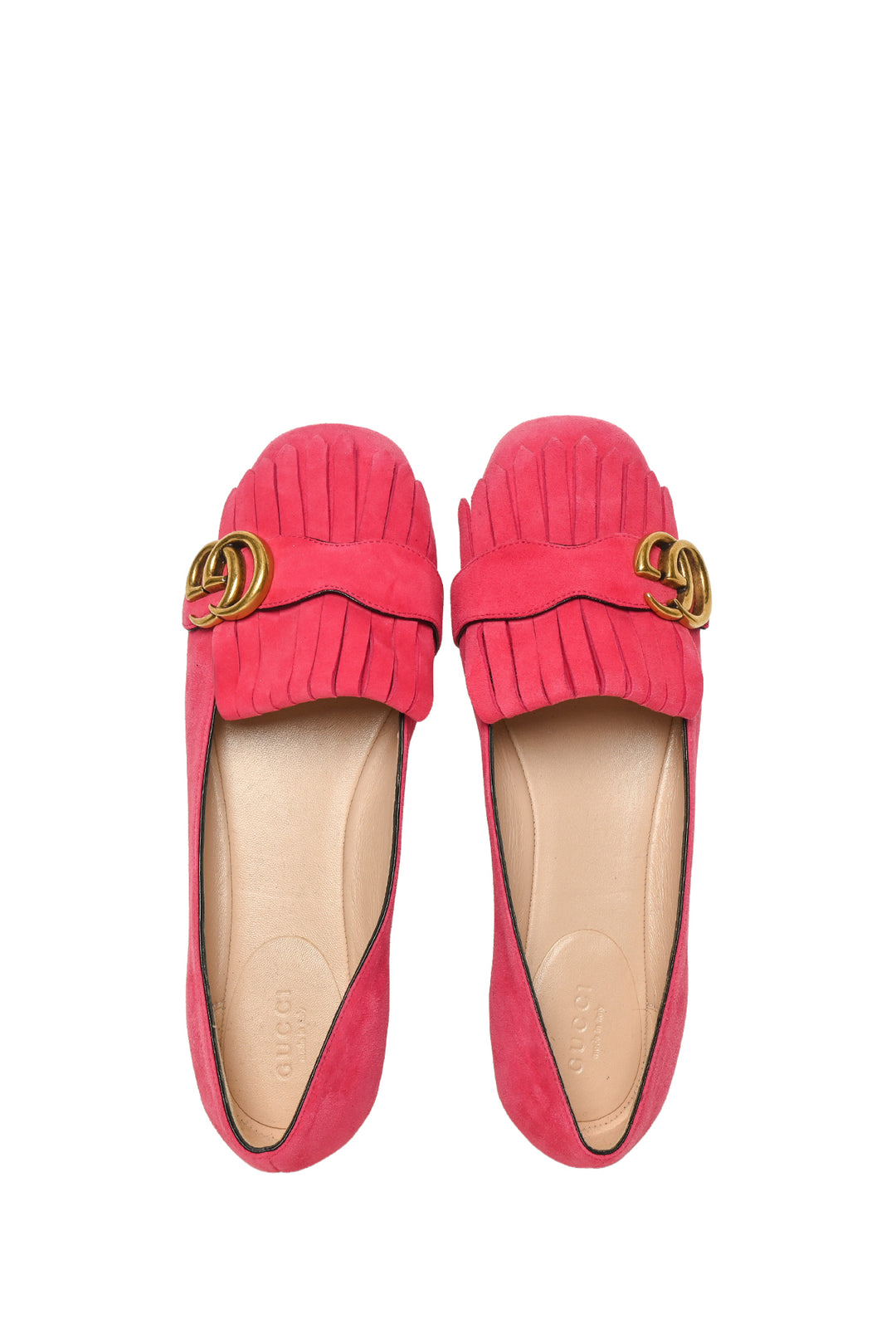 Gucci Size 37 GG Marmont Suede Fringe Flats