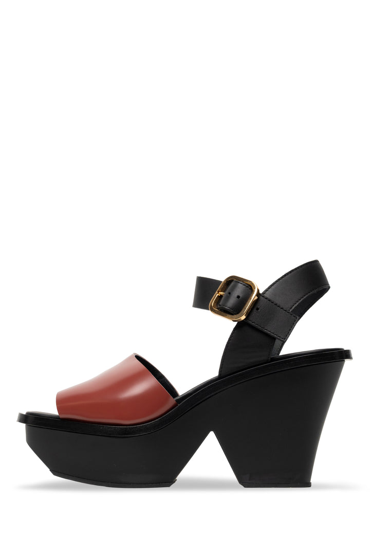 Marni Size 39 Leather Anatomic Platform Wedge Sandals