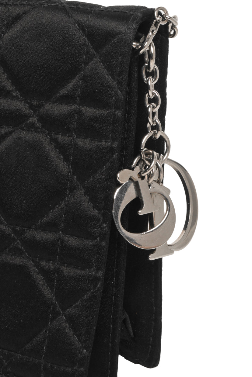 Dior Cannage Quilted Satin Chain Pochette Clutch