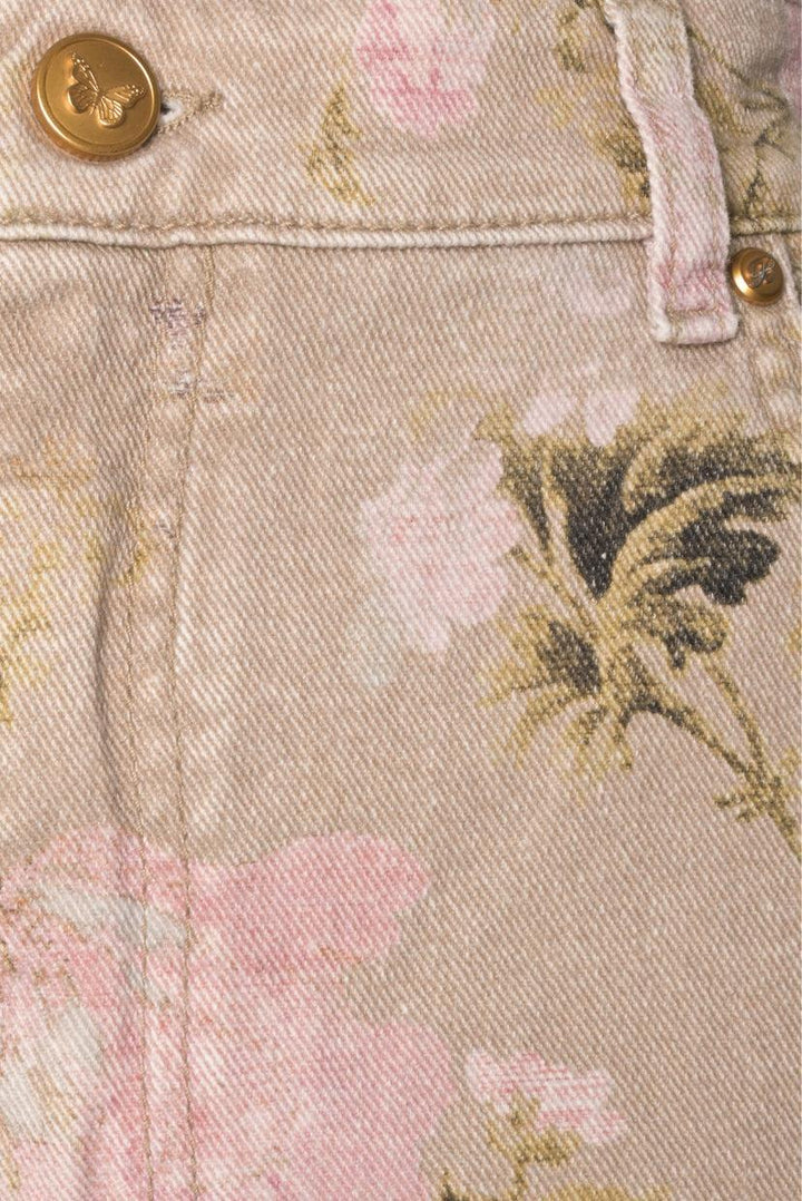 Blumarine Size 44 Floral Print Boyfriend Jeans