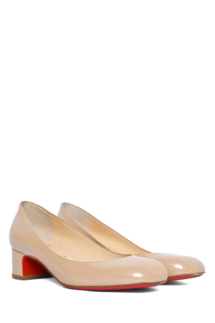 Christian Louboutin Size 37 Patent Block Heel Pumps