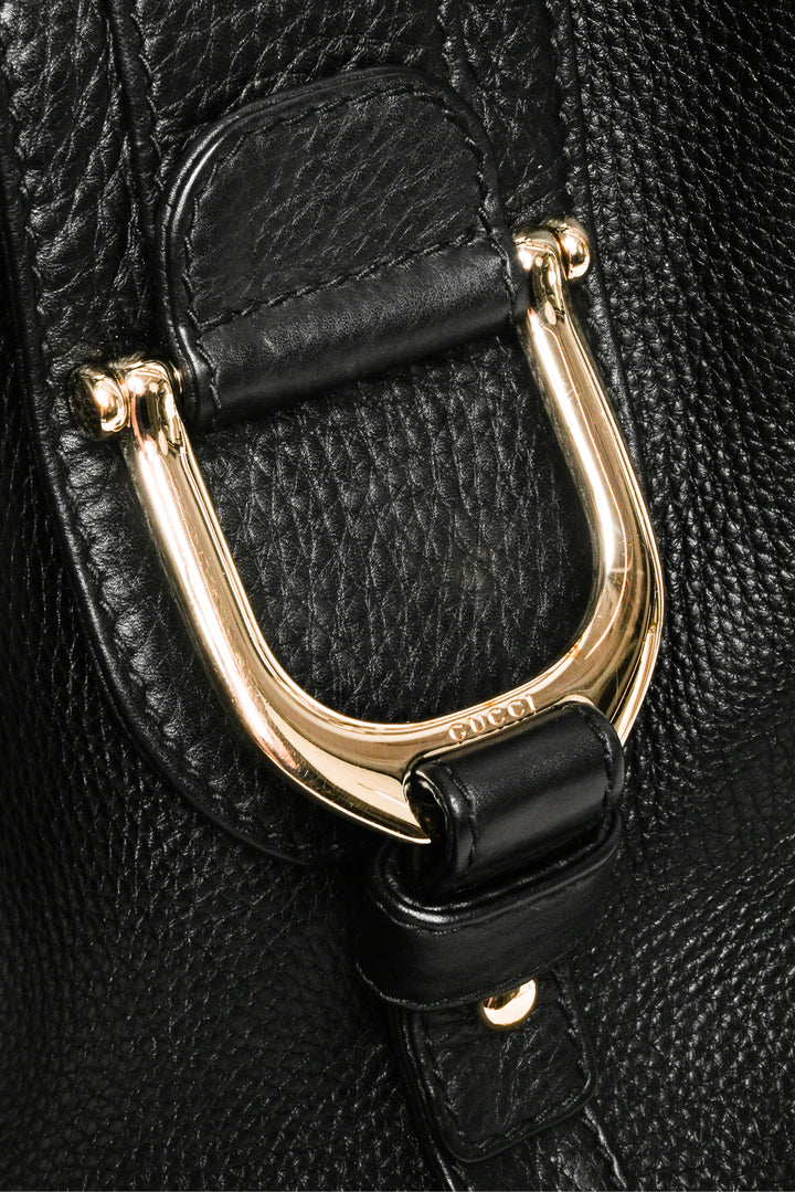 Gucci Medium Pebbled Calfskin Greenwich Stirrup Buckle Shoulder Bag