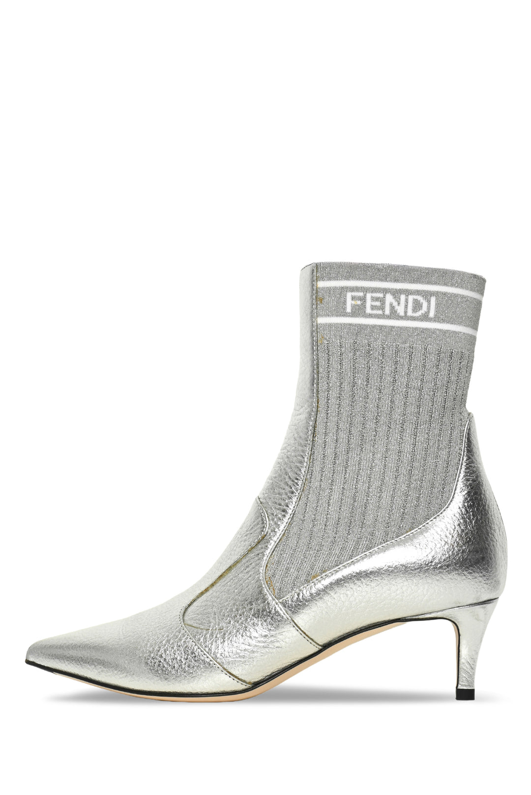 Fendi Size 36.5 Leather Rockoko Scuba Stretch Ankle Boots