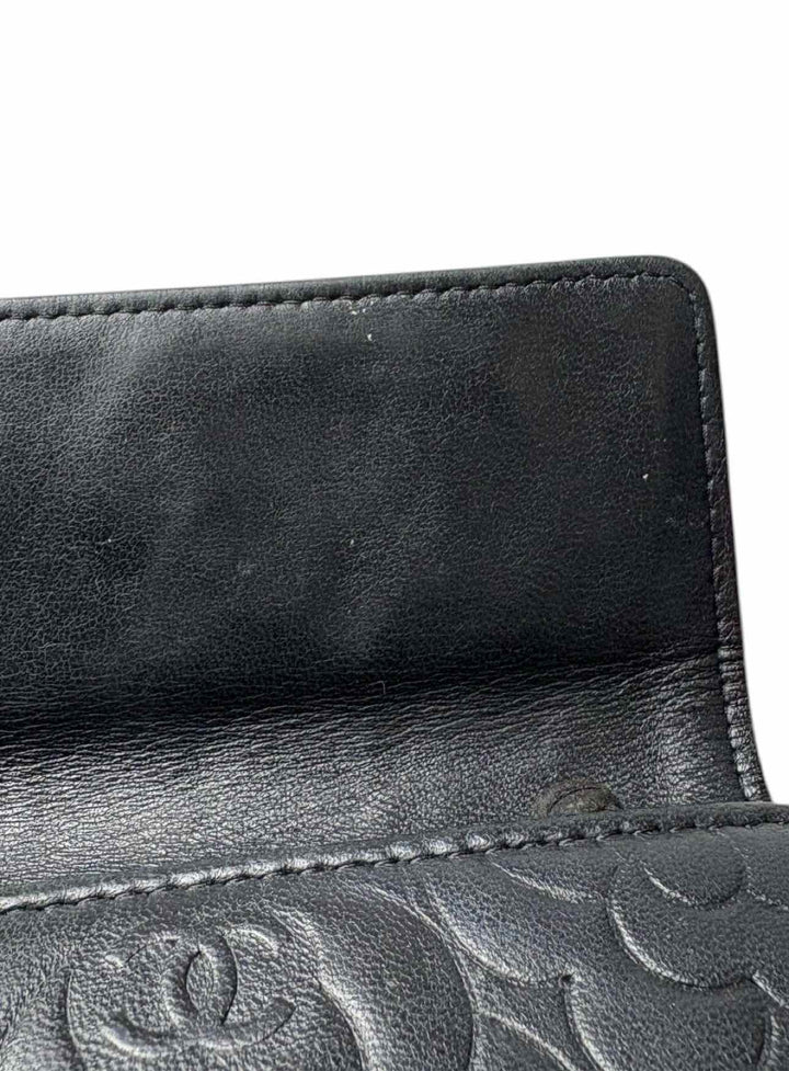 Chanel Camillia Embossed Leather Wallet