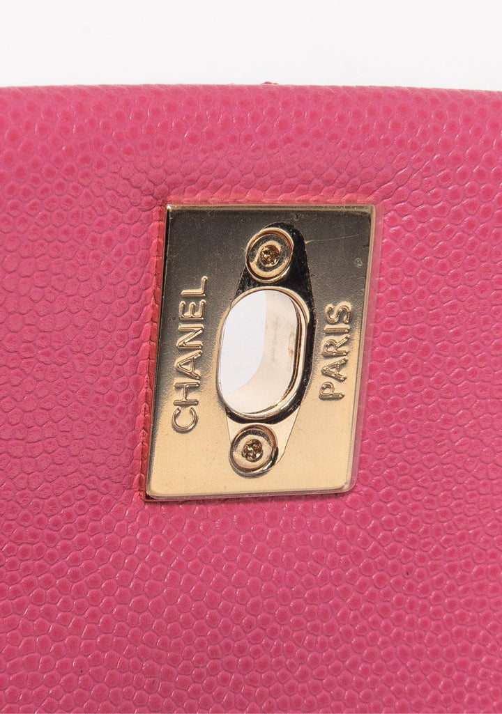 Chanel 2021 Caviar Lizard Embossed Quilted Mini Coco Handle Flap Shoulder Bag