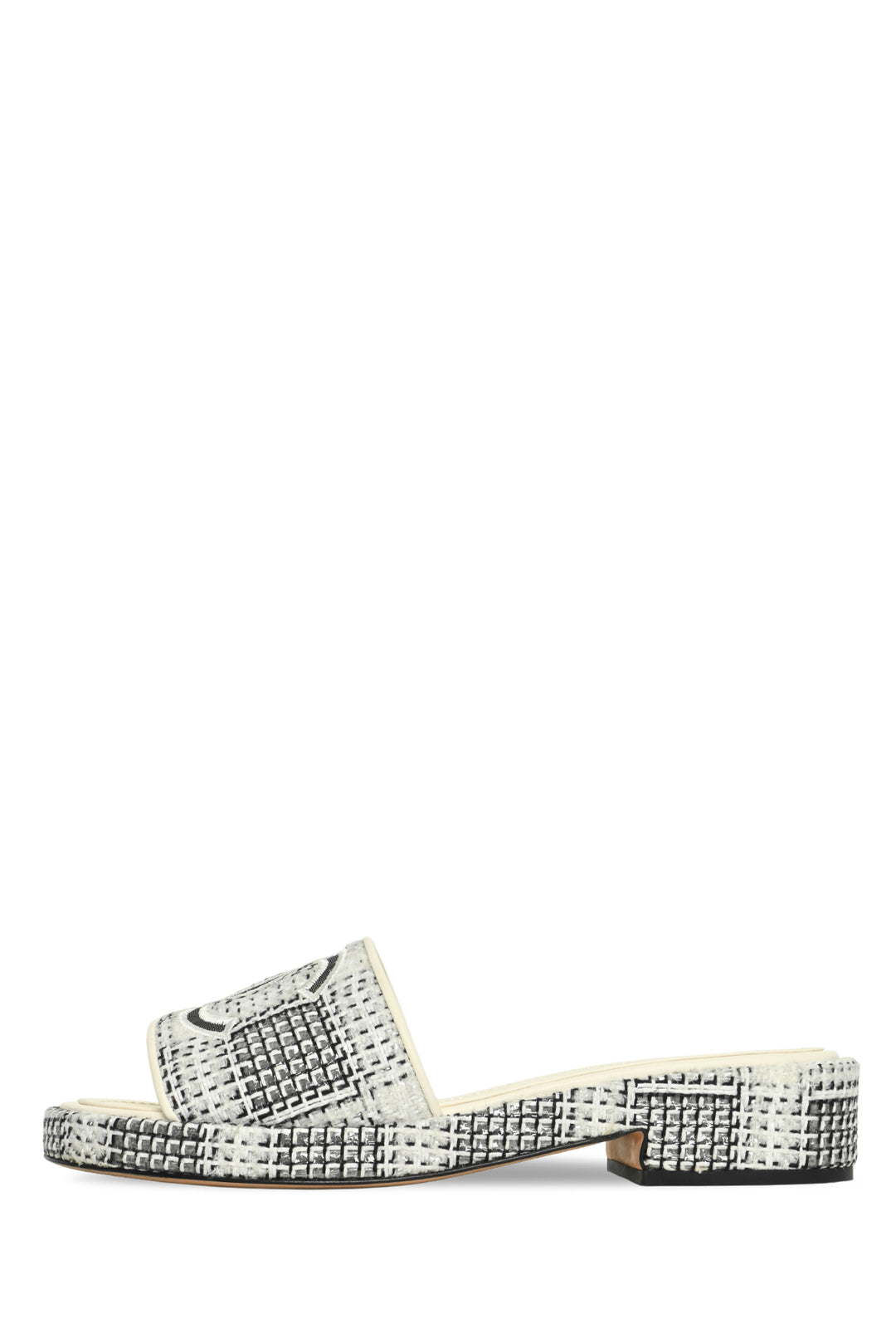 Chanel Size 40 Tweed CC Logo Slides